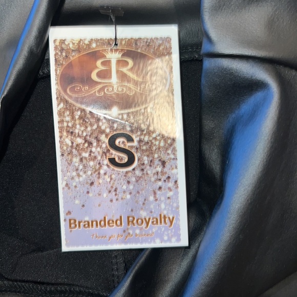 Branded Royalty pleather black tights in size small! - Picture 2 of 2